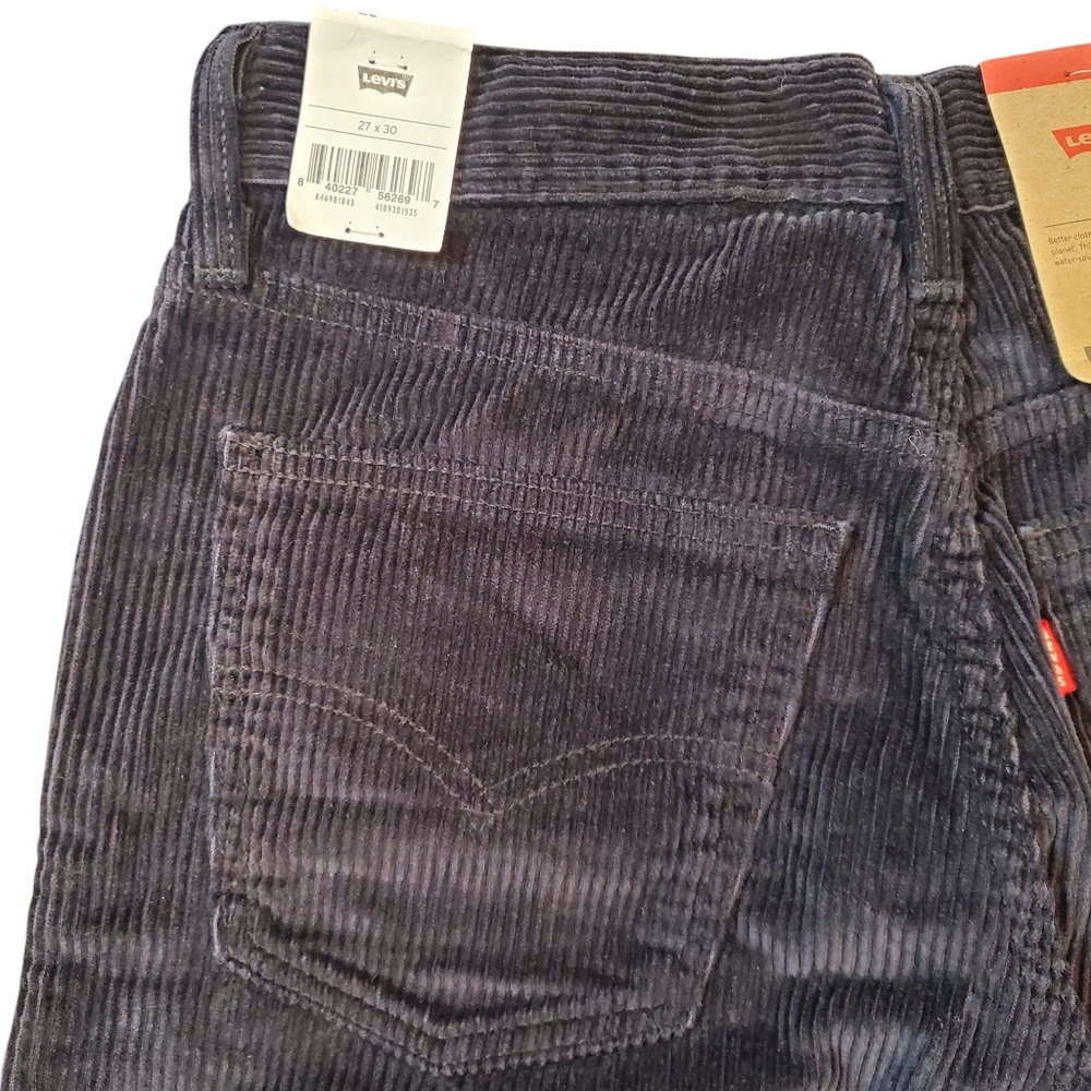 Levi's Womens Black Corduroy Pants 27X30 Straight Leg Preppy Goth Irregular NWT - Picture 5 of 14